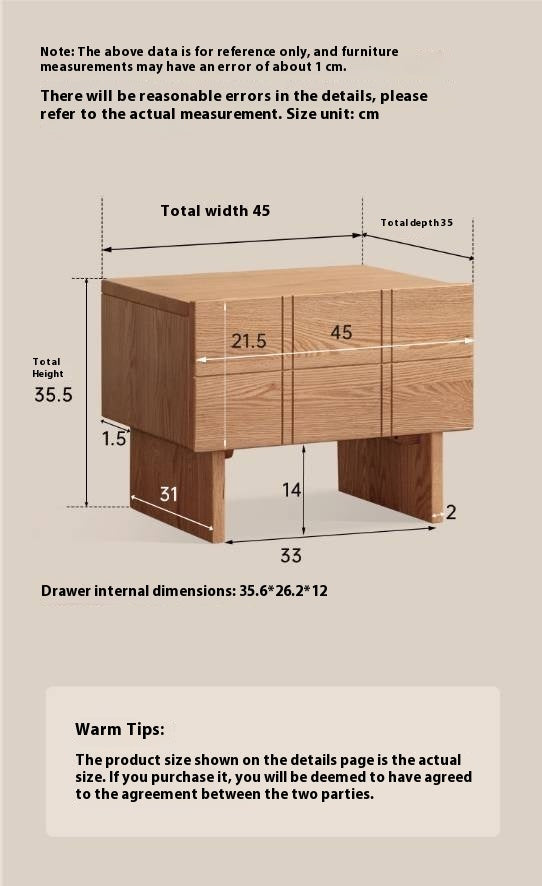 Oak, Black Walnut Solid Wood Wabi Sabi Nightstand