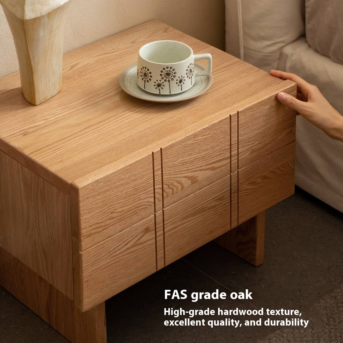 Oak, Black Walnut Solid Wood Wabi Sabi Nightstand
