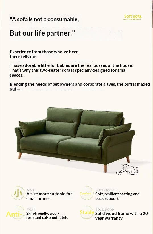 Modern High Back Fabric Sofa with Scratch Resistant Upholstery