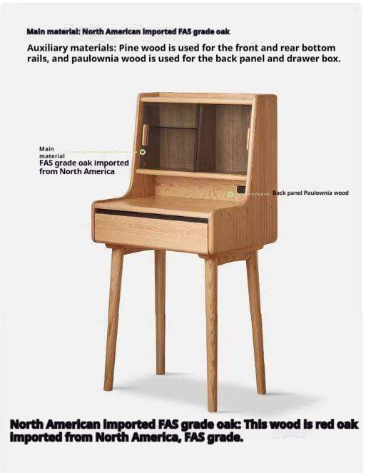 Oak, Ash Solid Wood Vanity Table Shelf Integrated.