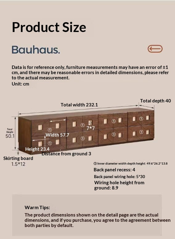 Sandalwood Solid Wood Vintage TV Cabinet with Floor Standing and Storage Space