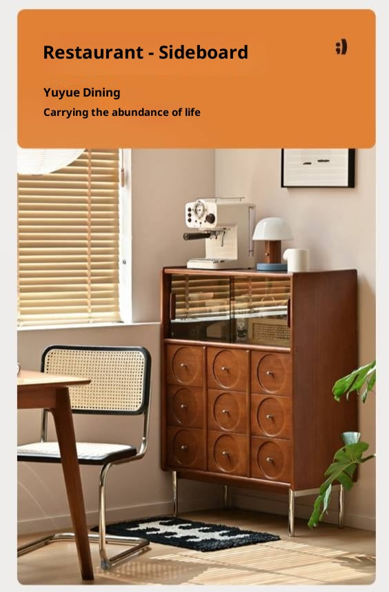 Poplar Solid Wood Middle-Ancient Style Retro Side Cabinet.