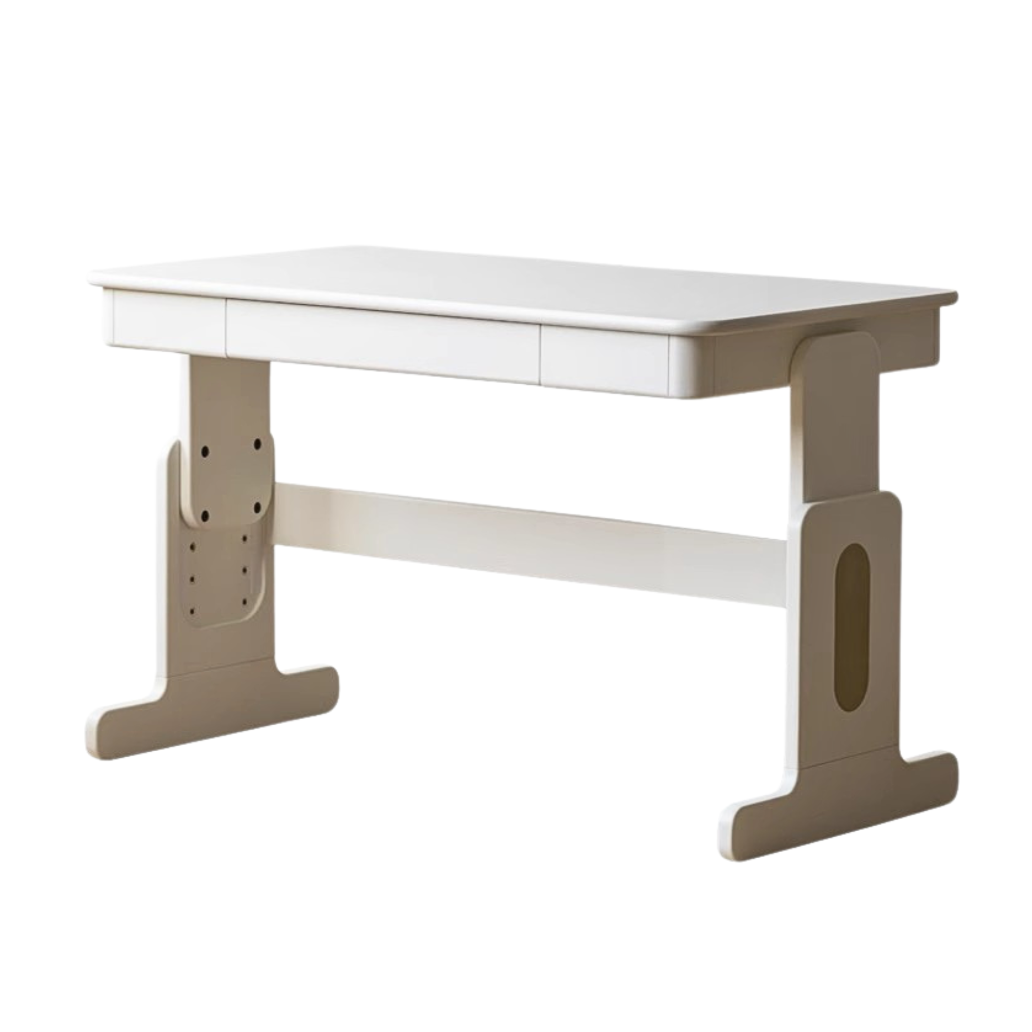 Beech Solid Wood Lift Study Desk Adjustable White Children's Desk