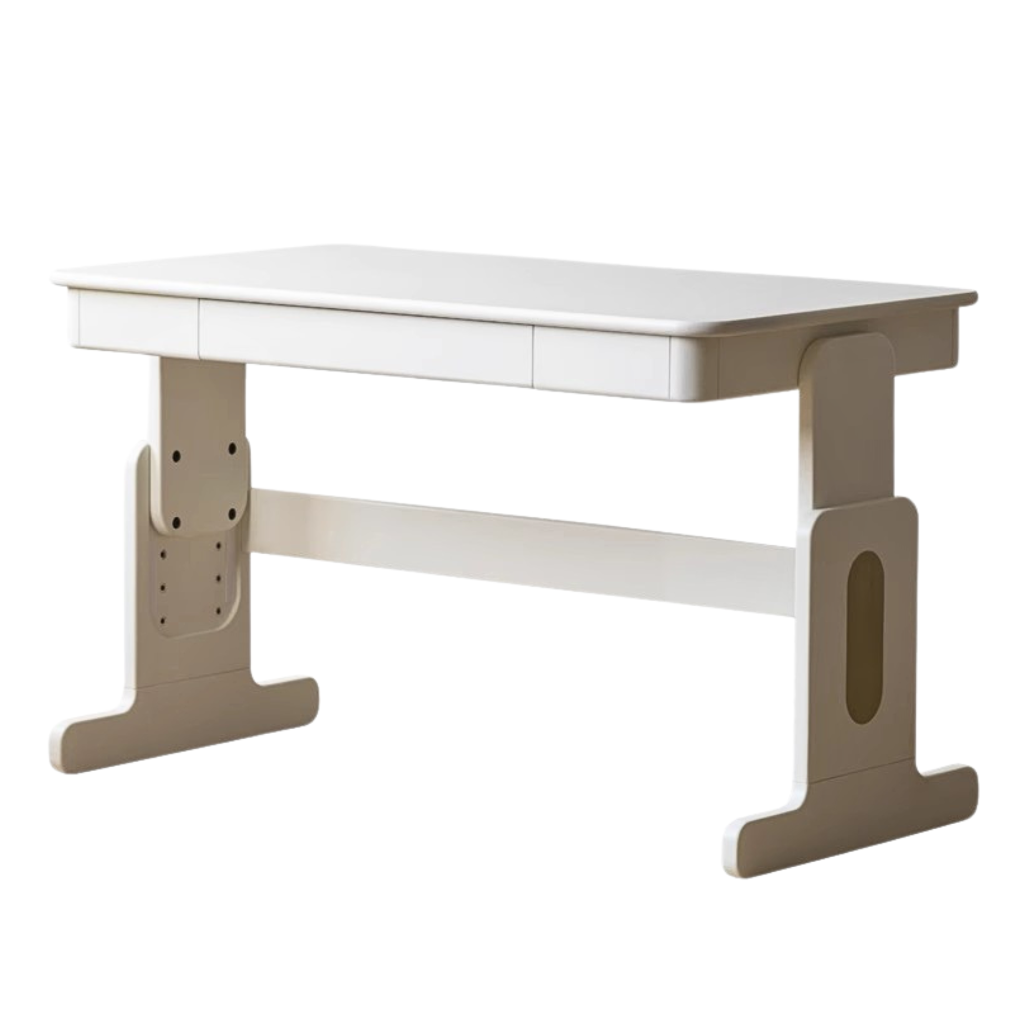 Beech Solid Wood Lift Study Desk Adjustable White Children's Desk