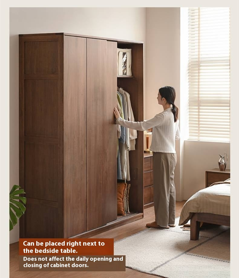 Sandalwood Solid Wood Modern Sliding Door Wardrobe.