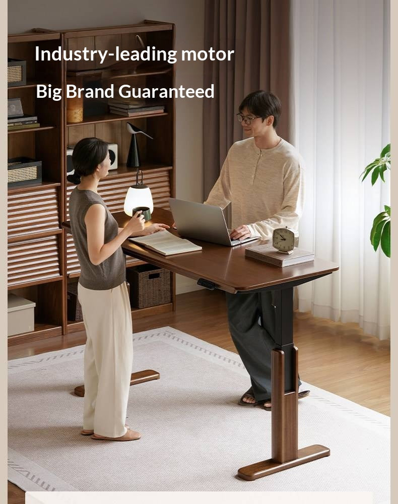 Solid Longan Hardwood Electric Lift Standing Desk with Adjustable Height