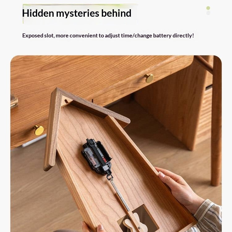 Cherry Solid Wood Nordic Style Eco Friendly Wall Clock