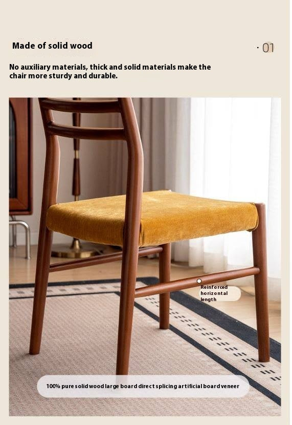 Set 4 pcs Beech Solid Wood Retro Style Dining Chair