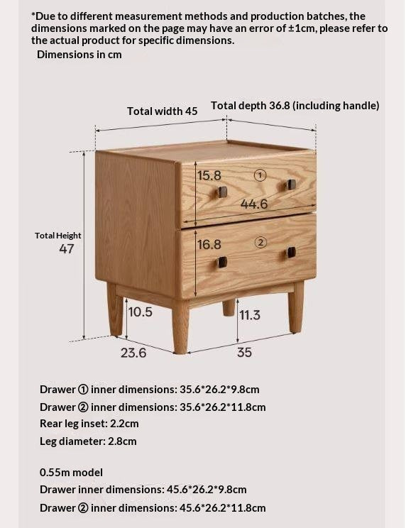 Oak Solid Wood Modern Minimalist Nightstand