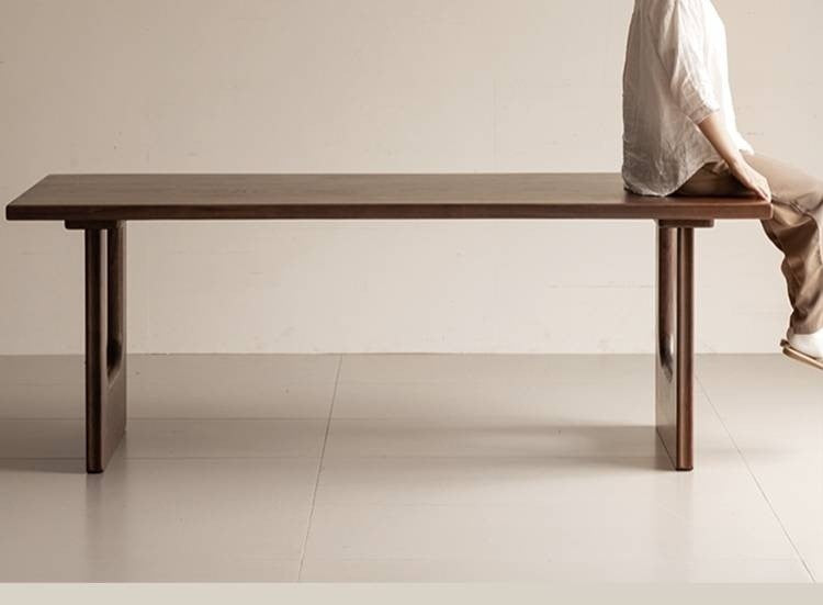 Black Walnut, Sandalwood Solid Wood Wabi Sabi Style Large Board Dining Table