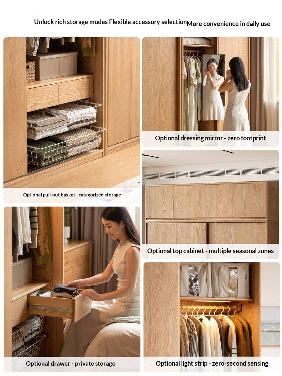 Oak Solid Wood Wardrobe Sliding Door.