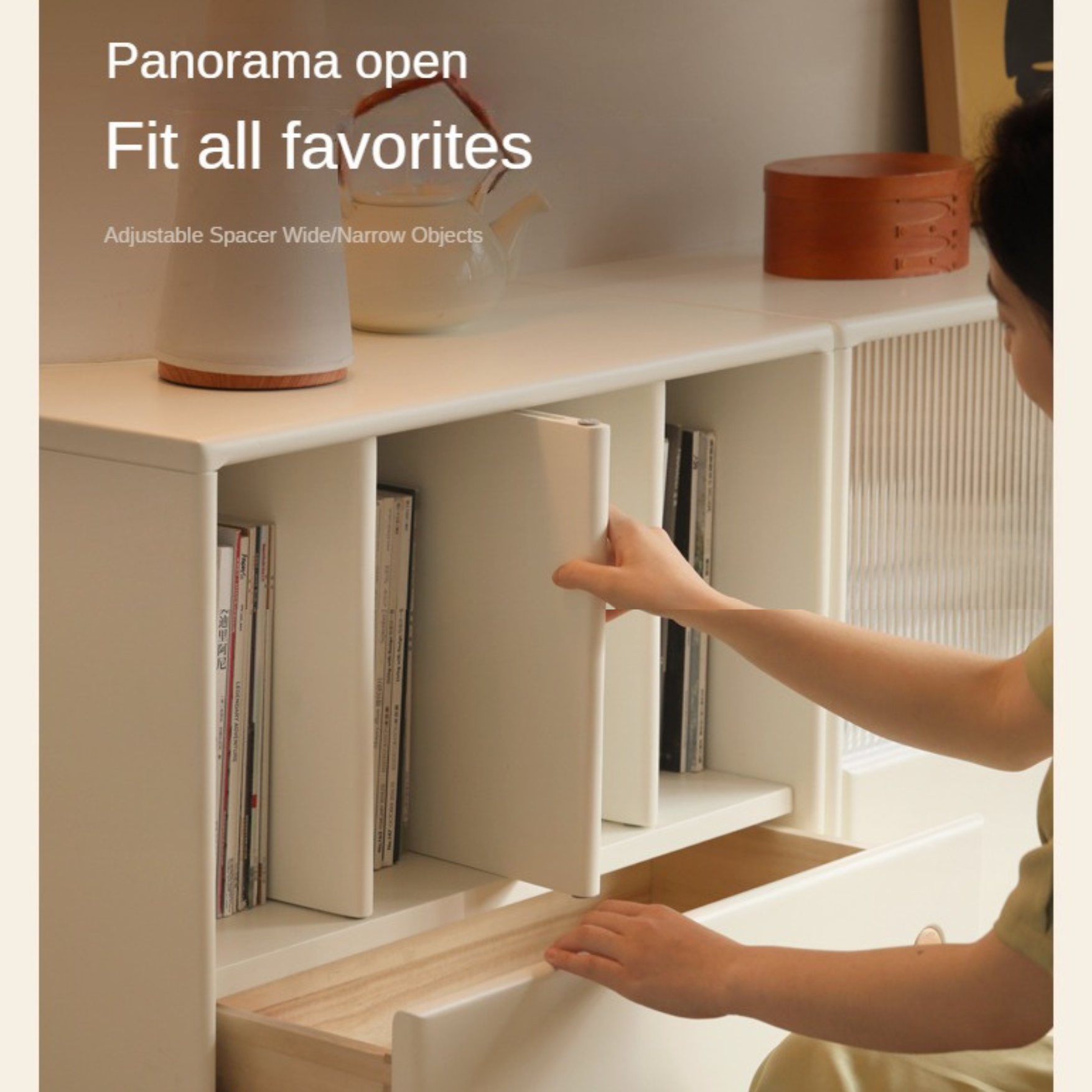 Solid Rubberwood Storage Multi-Functional Storage Bookcase.