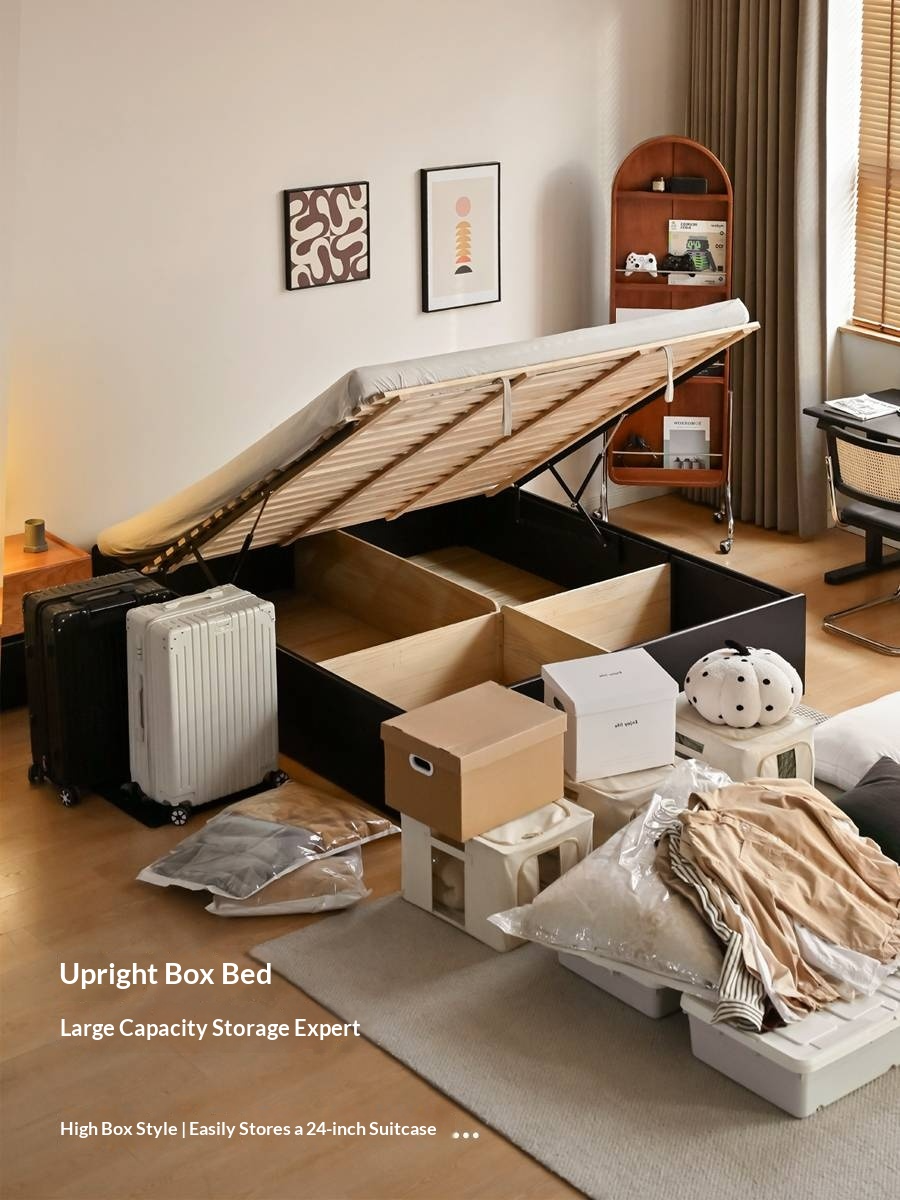 Rubberwood Solid Wood Platform Bed, Headboard-Free Box Bed, Modern Minimalist