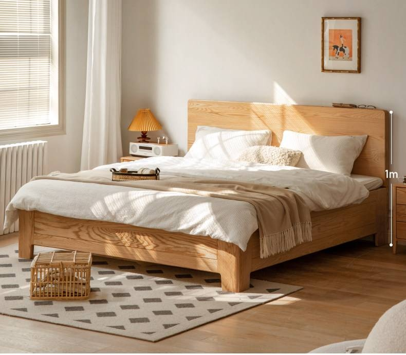 Oak Solid Wood Box Bed — Modern Minimalist Bed