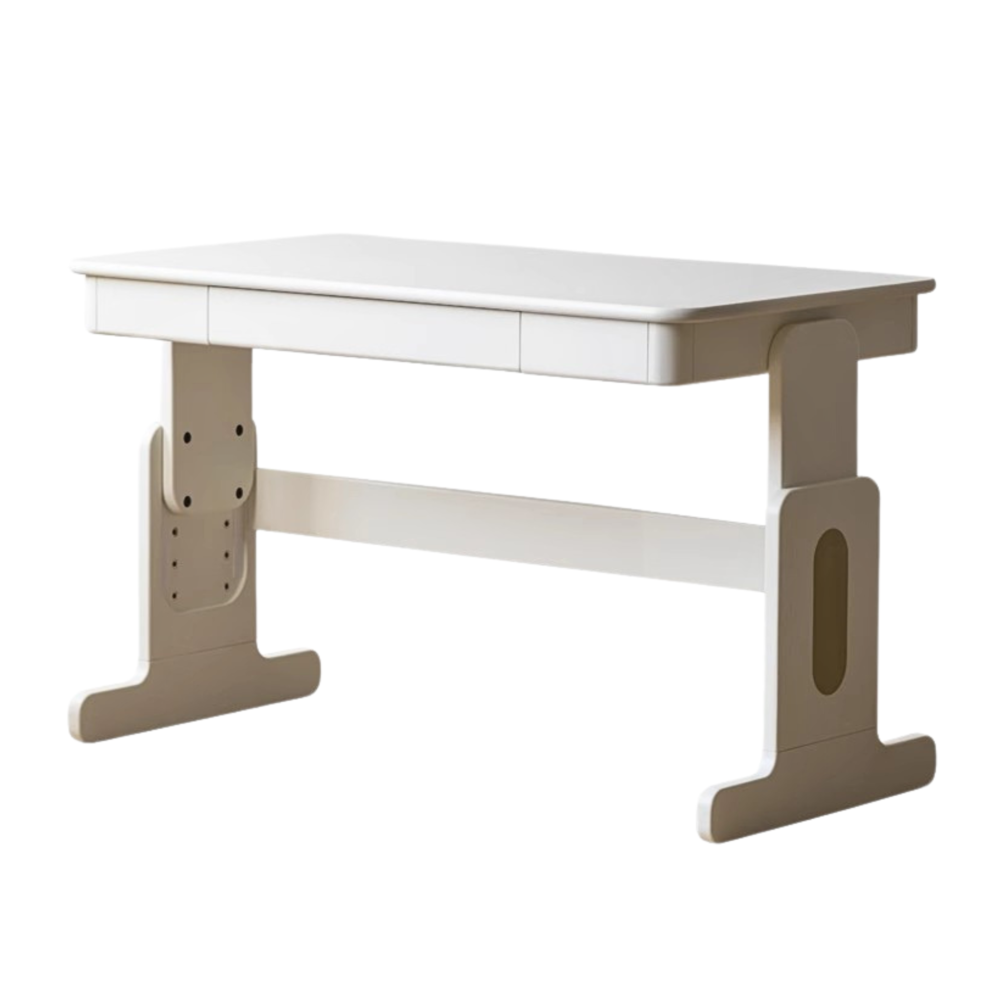 Beech Solid Wood Lift Study Desk Adjustable White Children's Desk