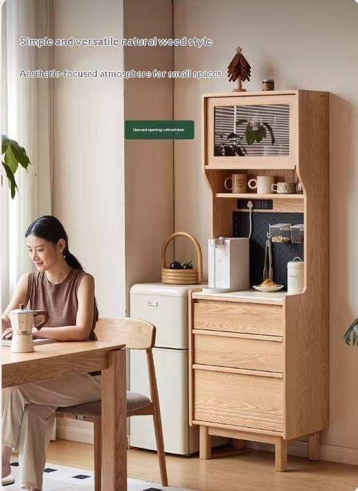 Oak Solid Wood Corner Sideboard with Simple Storage Cabinet