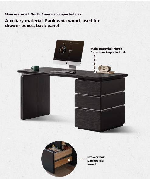 Oak Solid Wood Bauhaus Style Computer Desk