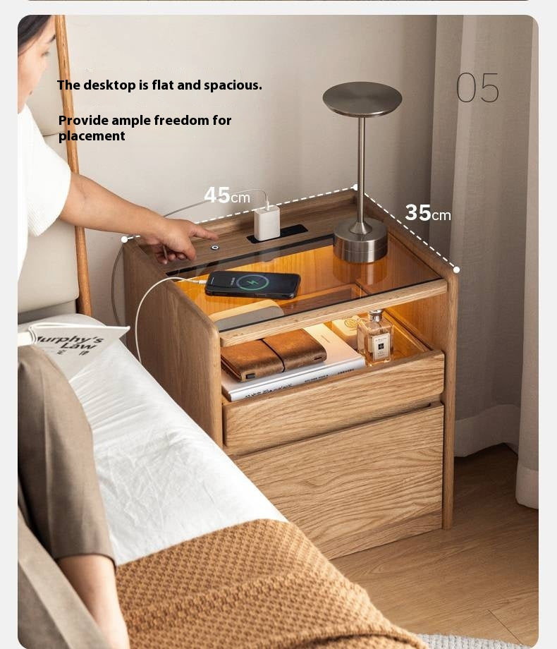 Ash Solid Wood Modern Nightstand