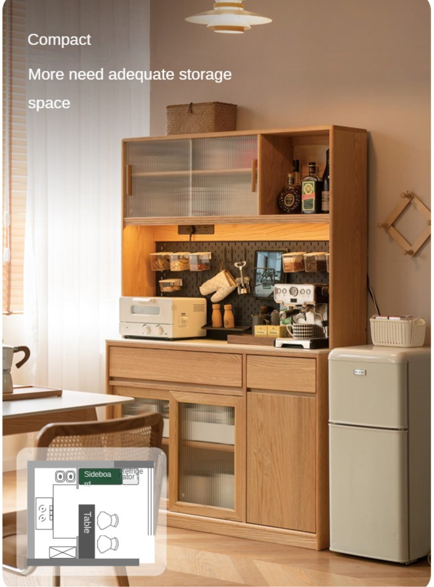 Oak Solid Wood Rock Board Modern Sideboard