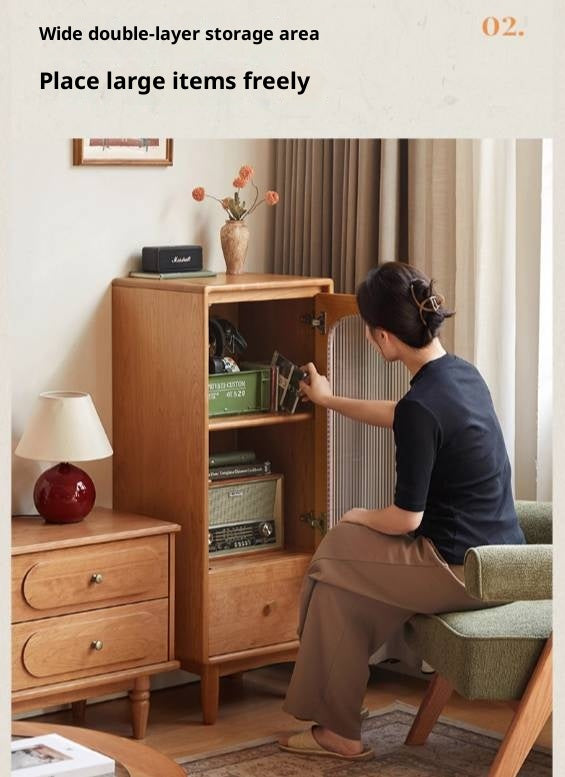 Cherry Solid Wood Vintage Style Side Cabinet