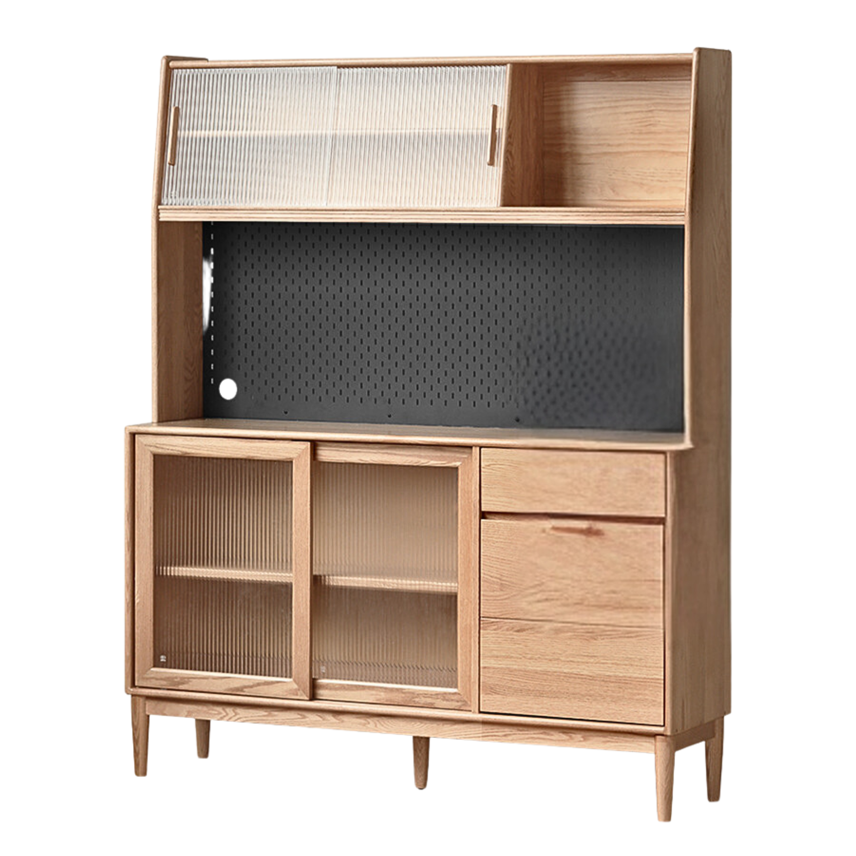 Oak Solid Wood Modern Dining Sideboard Against The Wall
