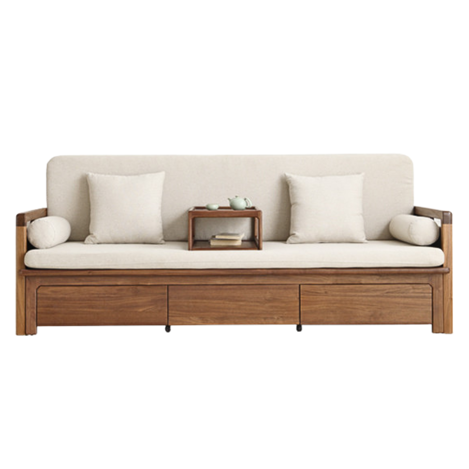 Ash Solid Wood Retractable Multifunctional Box Sofa Bed.