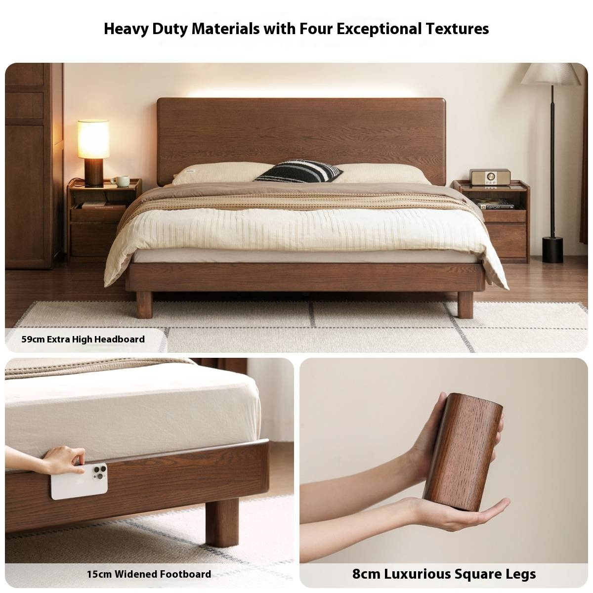 Oak Solid Wood Modern Bed