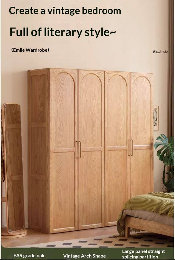 Oak Solid Wood Wardrobe French Retro Style