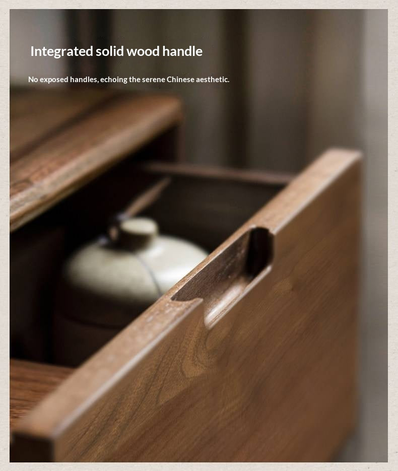 Ash Solid Wood Storage Cabinet Against the Wall