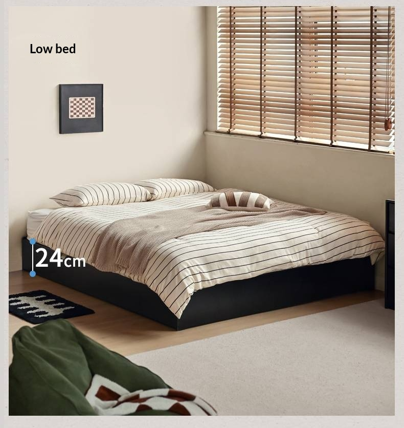 Rubberwood Solid Wood Platform Bed, Headboard-Free Box Bed, Modern Minimalist