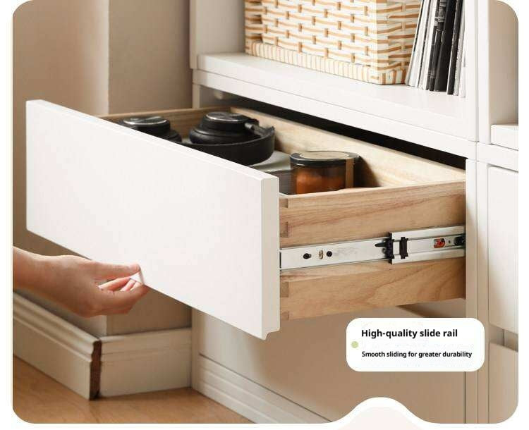 Solid Rubberwood Bookshelf Wall-To-Ceiling Shelf White Cream Style