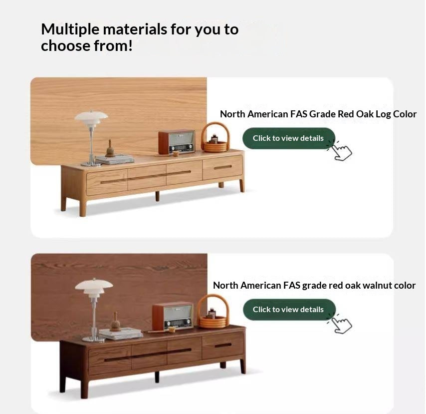 Oak Solid Wood Four-drawer TV Stand.