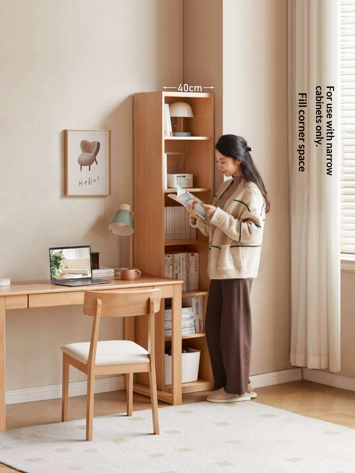 Beech Solid Wood Bookcase Combination Cabinet