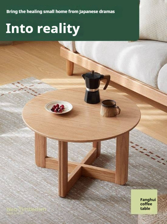 Oak Solid Wood Modern Round Coffee Table
