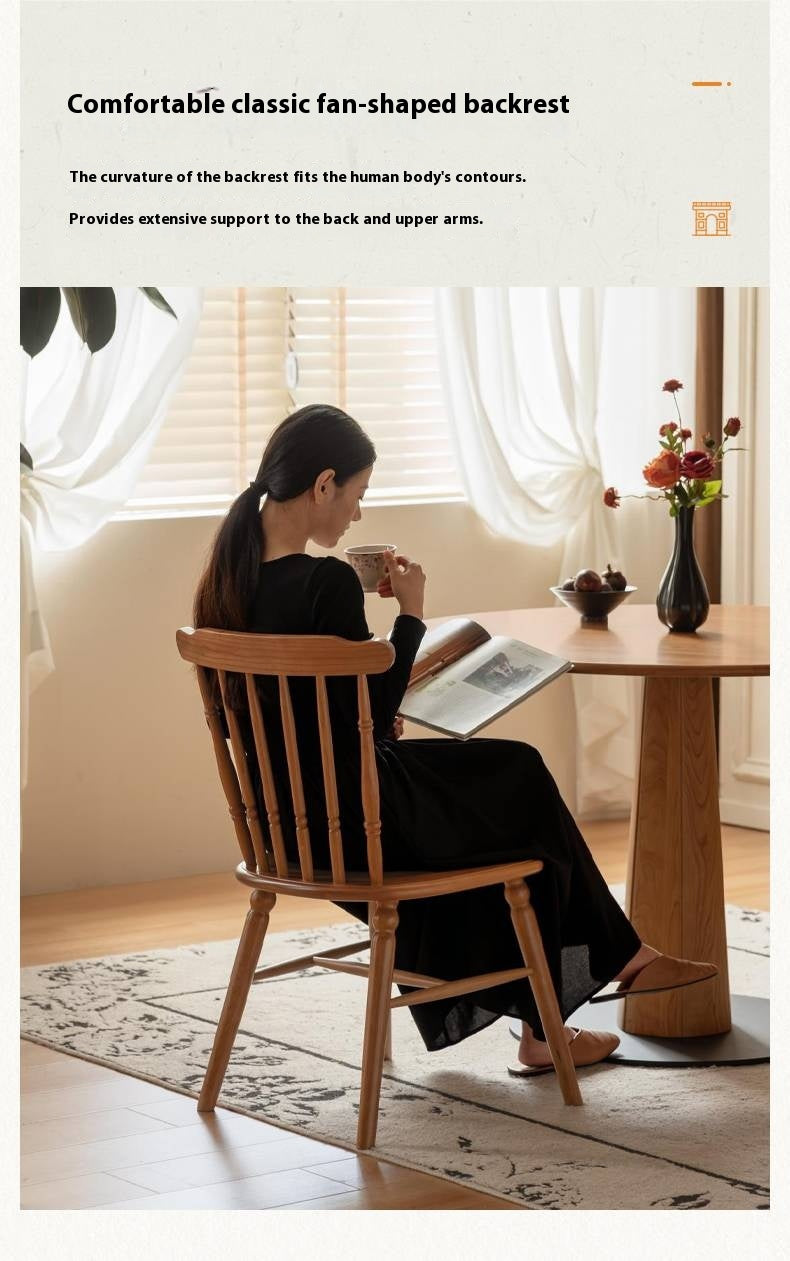 Set 4 pcs Cherry Solid Wood Retro Backrest Chair