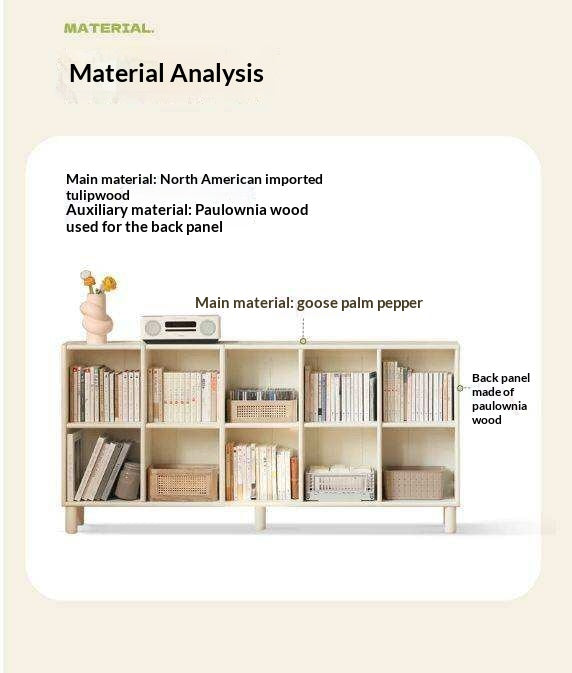 Tulipwood , Solid RubberWood Bookcase Free Combination Cream Style