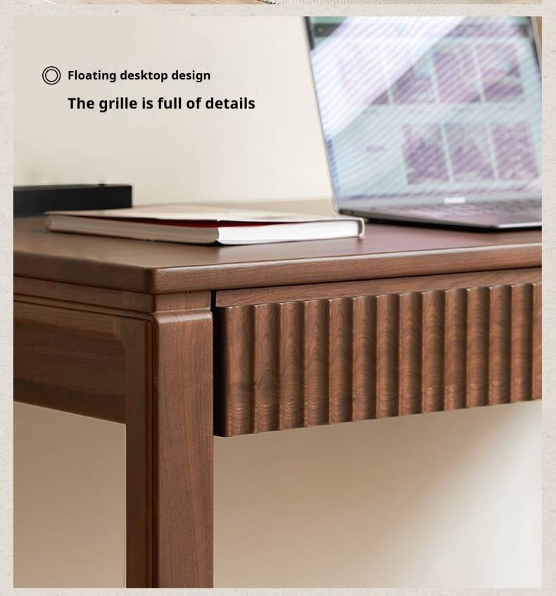 Black Walnut Solid Wood, Solid RubberWood Computer Desk