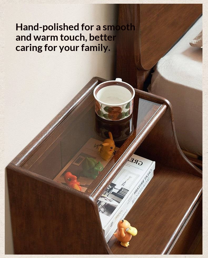 Oak Solid Wood, Solid Rubberwood Nightstand