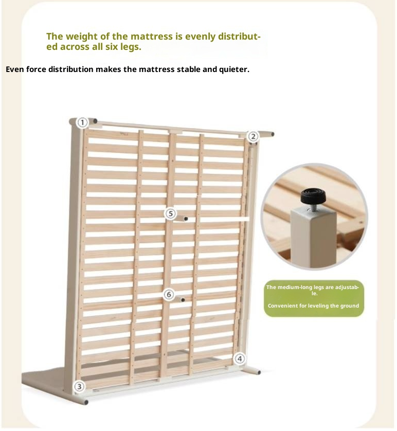 Rubberwood Solid Wood Bed, French Cream Style