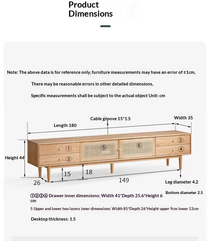 Oak Solid Wood Rattan TV Cabinet