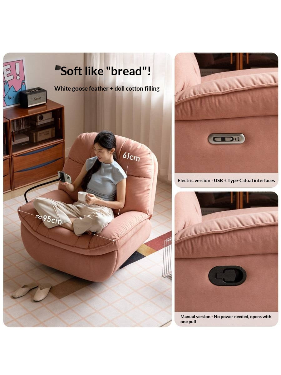 French Vintage Electric Recliner Chair with Cat-Scratch Resistant Fabric