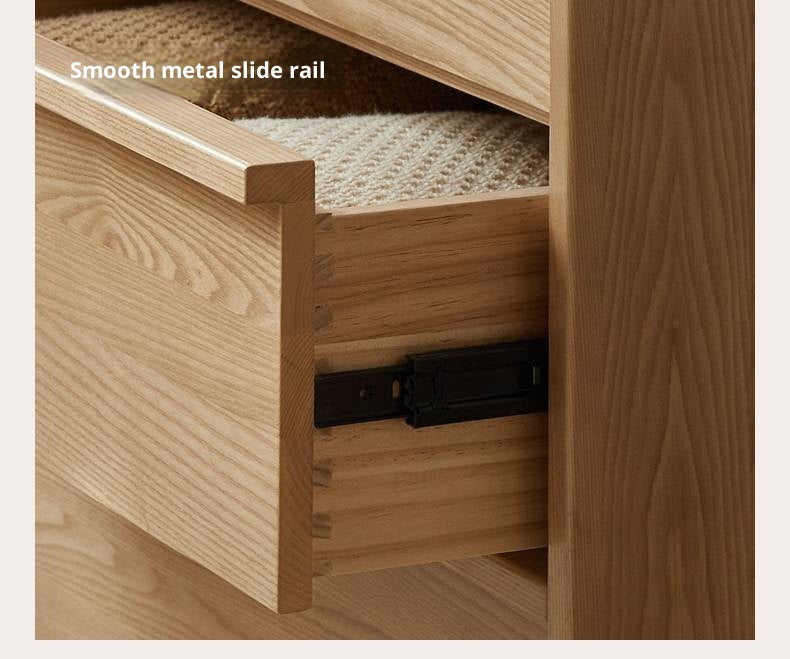 Ash, Oak Solid Wood Wabi-sabi Style Chest Of Drawers