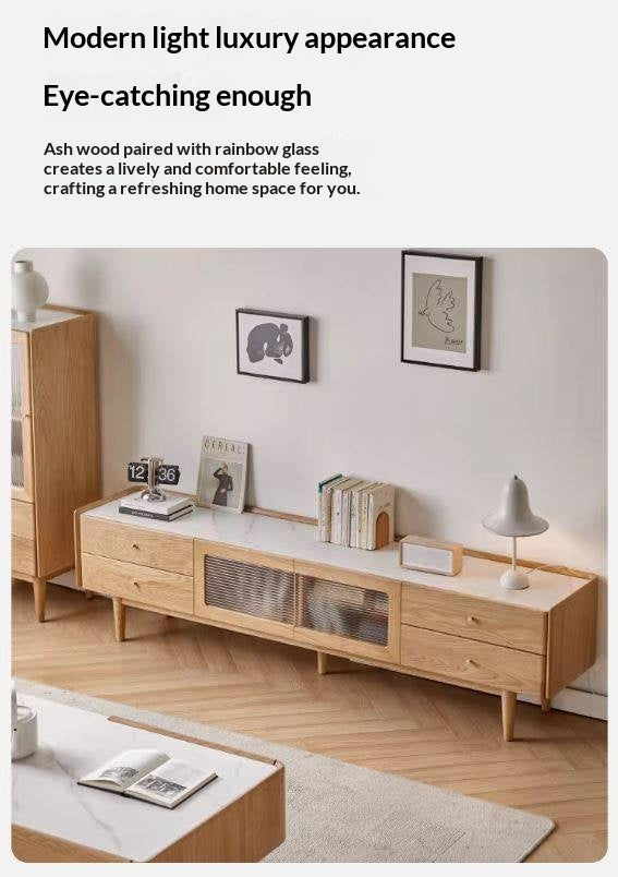 Ash Solid Wood TV Stand Rock Slab.