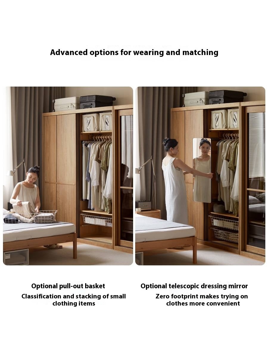 Oak Solid Wood Modern Double Door Wardrobe