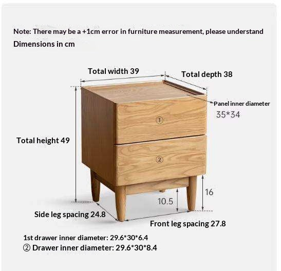 Ash, Oak, White Ash, White Oak, Sandalwood Solid Wood White Wax Small Nightstand