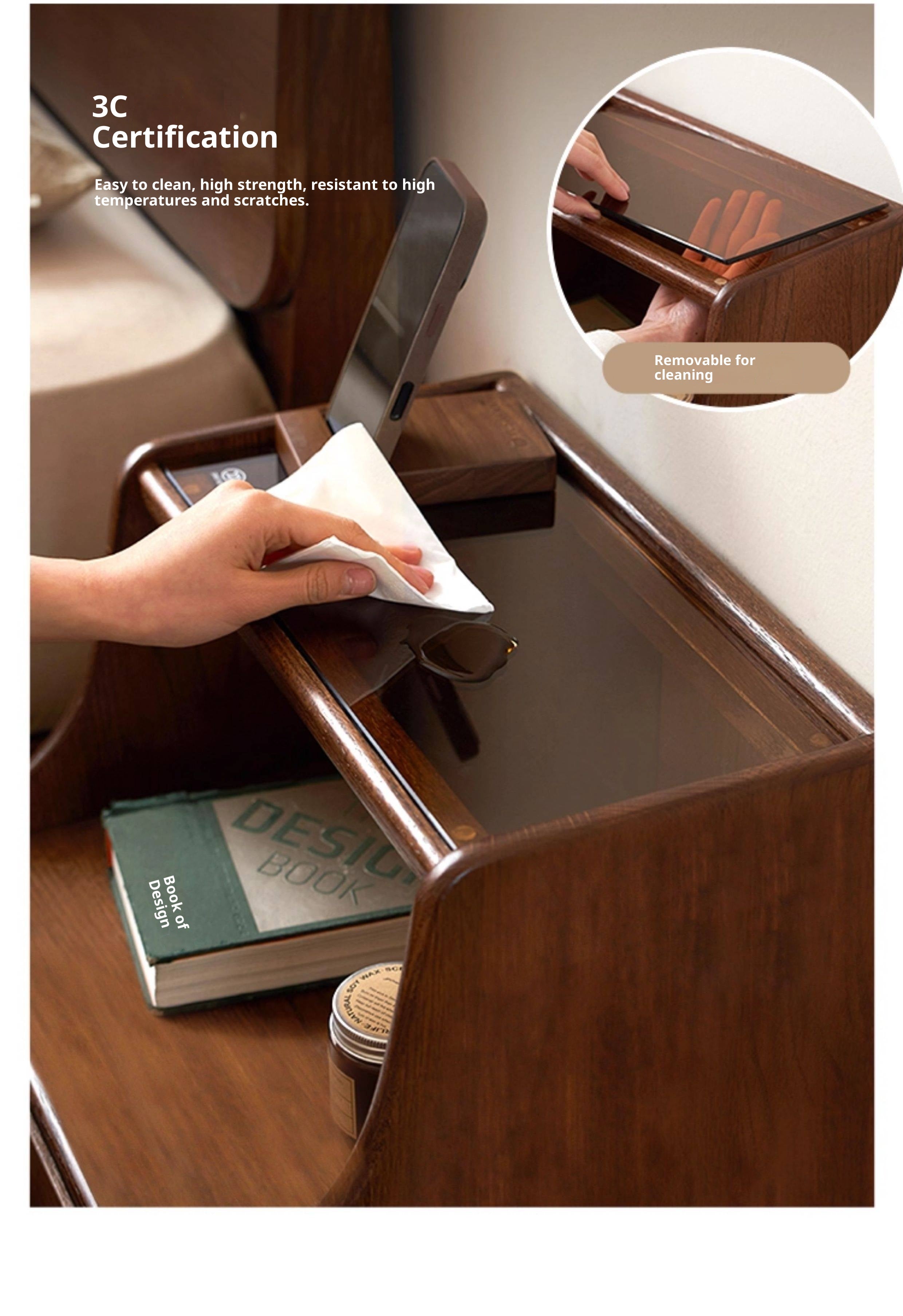 Solid Rubberwood, Oak Solid Wood Nightstand