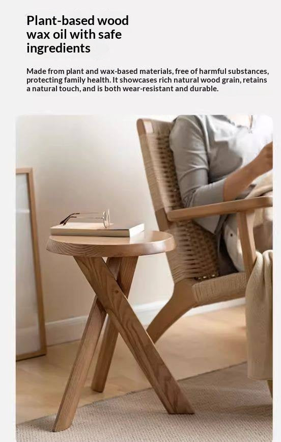 Ash Solid Wood White Wax Wood Side Table