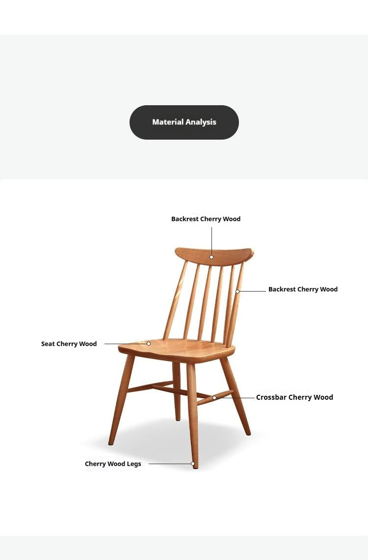 Set 4 pcs Cherry Solid Wood Modern Minimalist Nordic Style Backrest Chair