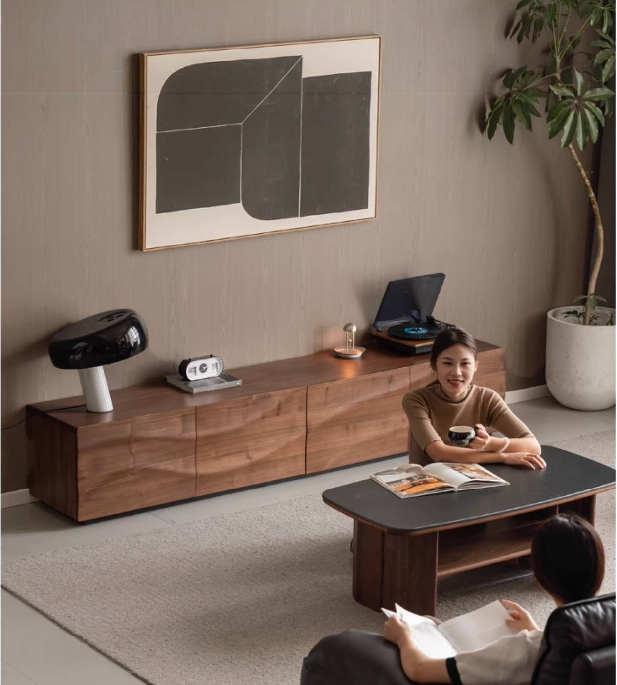 Black Walnut, Sandalwood Italian Light Luxury Style TV Stand