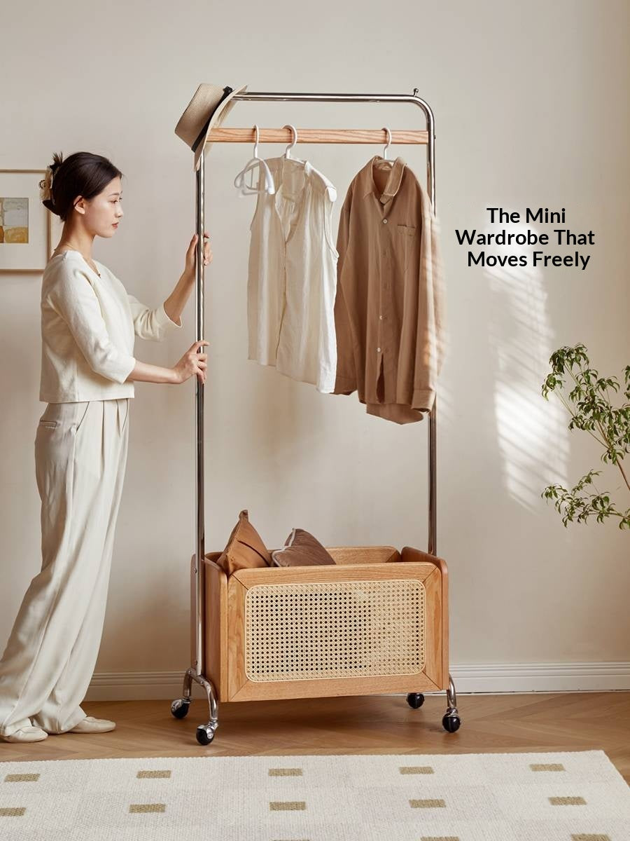 Rubberwood, Oak Solid Wood Rattan Woven Hanger